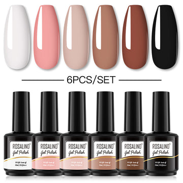 ROSALIND Gel Nail Polish 6Pcs/Set For Manicure Nails Art UV Gel Need Base Top Coat Vernis Semi permanent Nail Polish 15ML